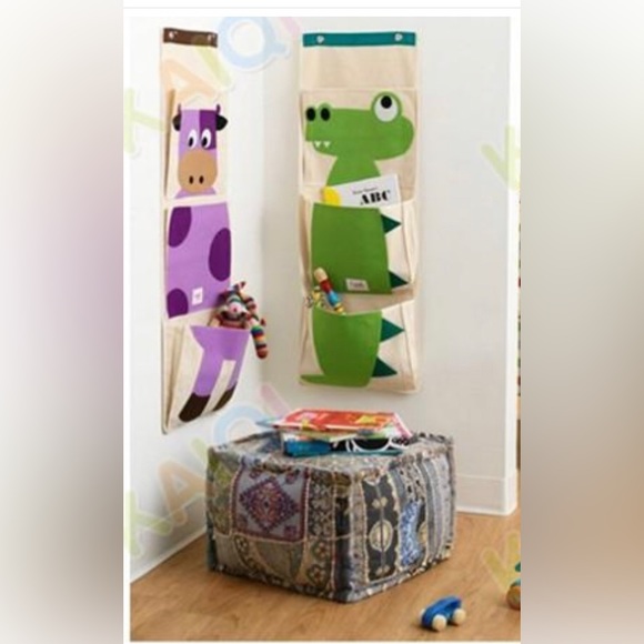 3 Sprouts Green Crocodile 3 Pockets Wall Hanging Organizer Storage Bag - Picture 3 of 7
